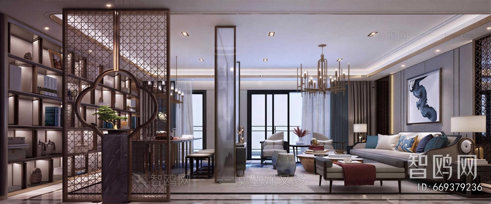 New Chinese Style A Living Room