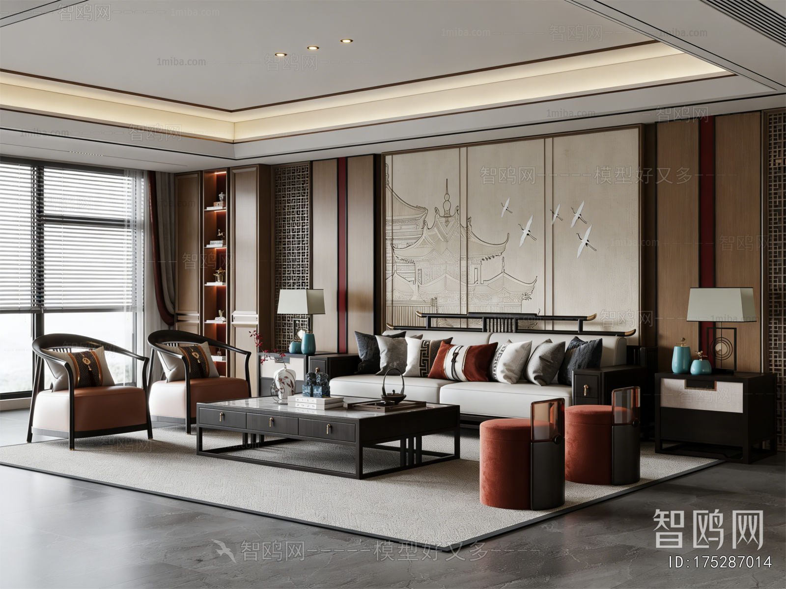 New Chinese Style A Living Room