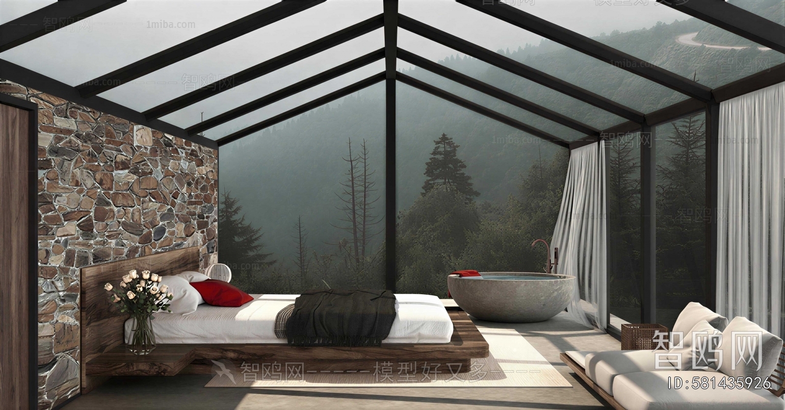 Wabi-sabi Style Guest Room