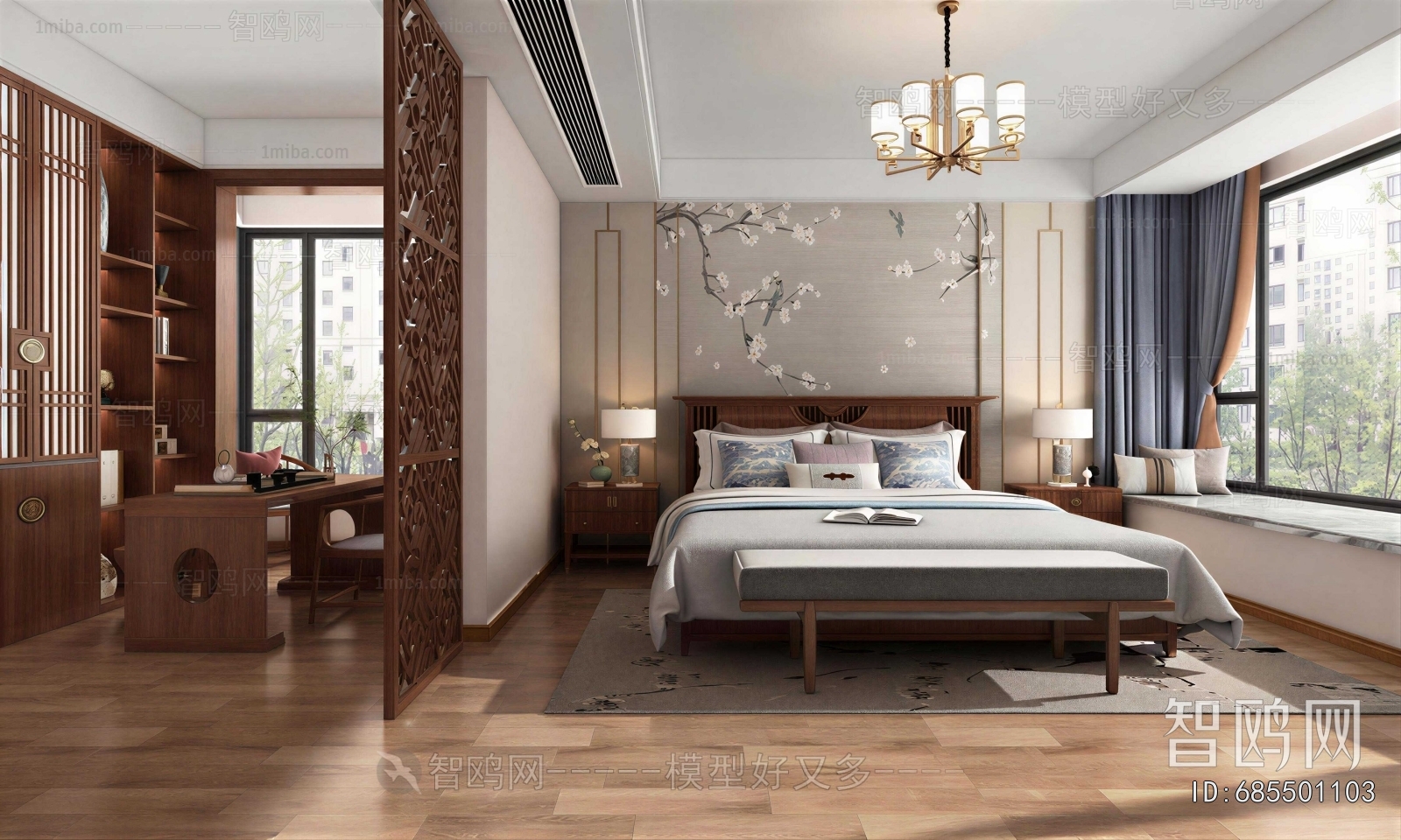 New Chinese Style Bedroom