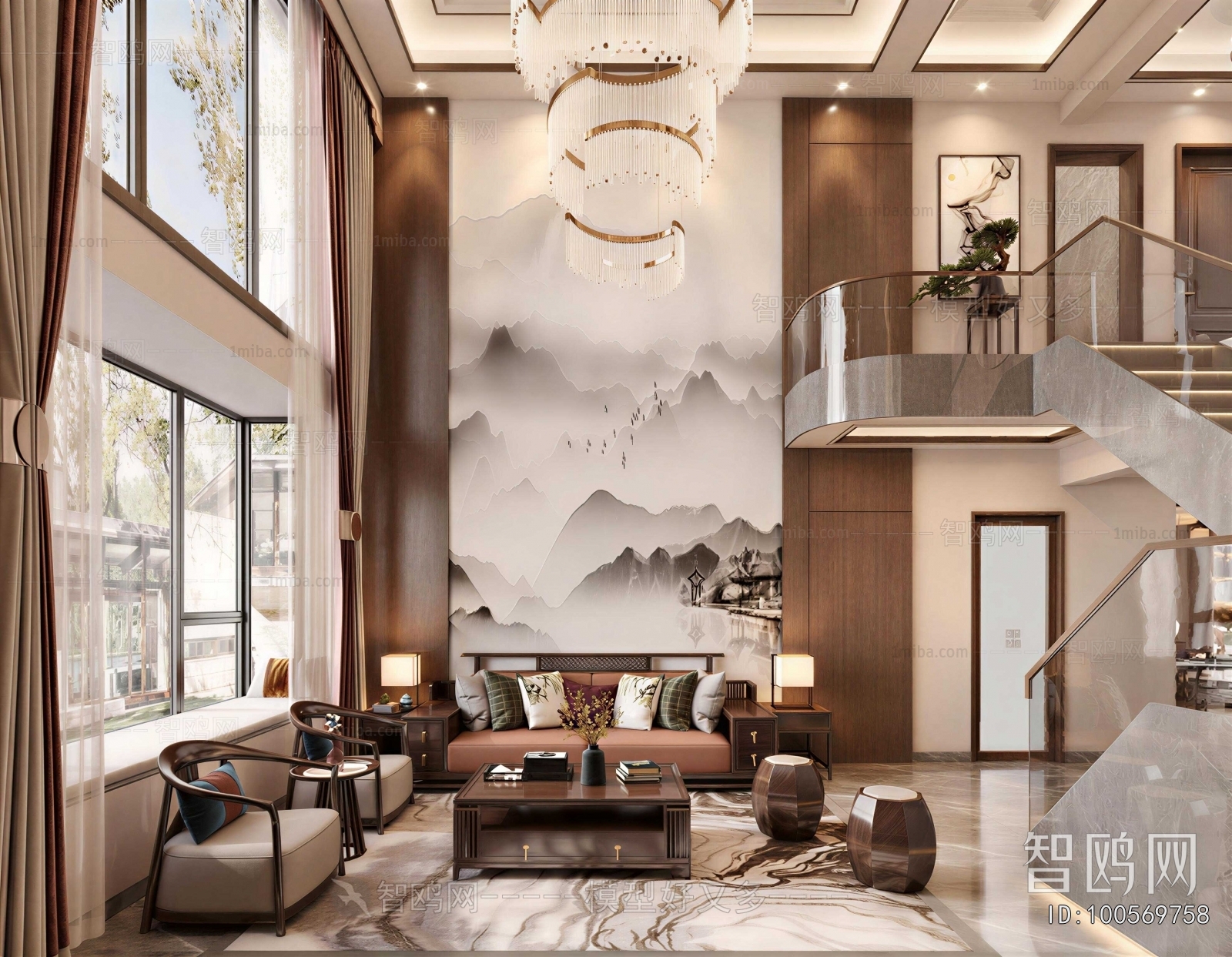 New Chinese Style A Living Room