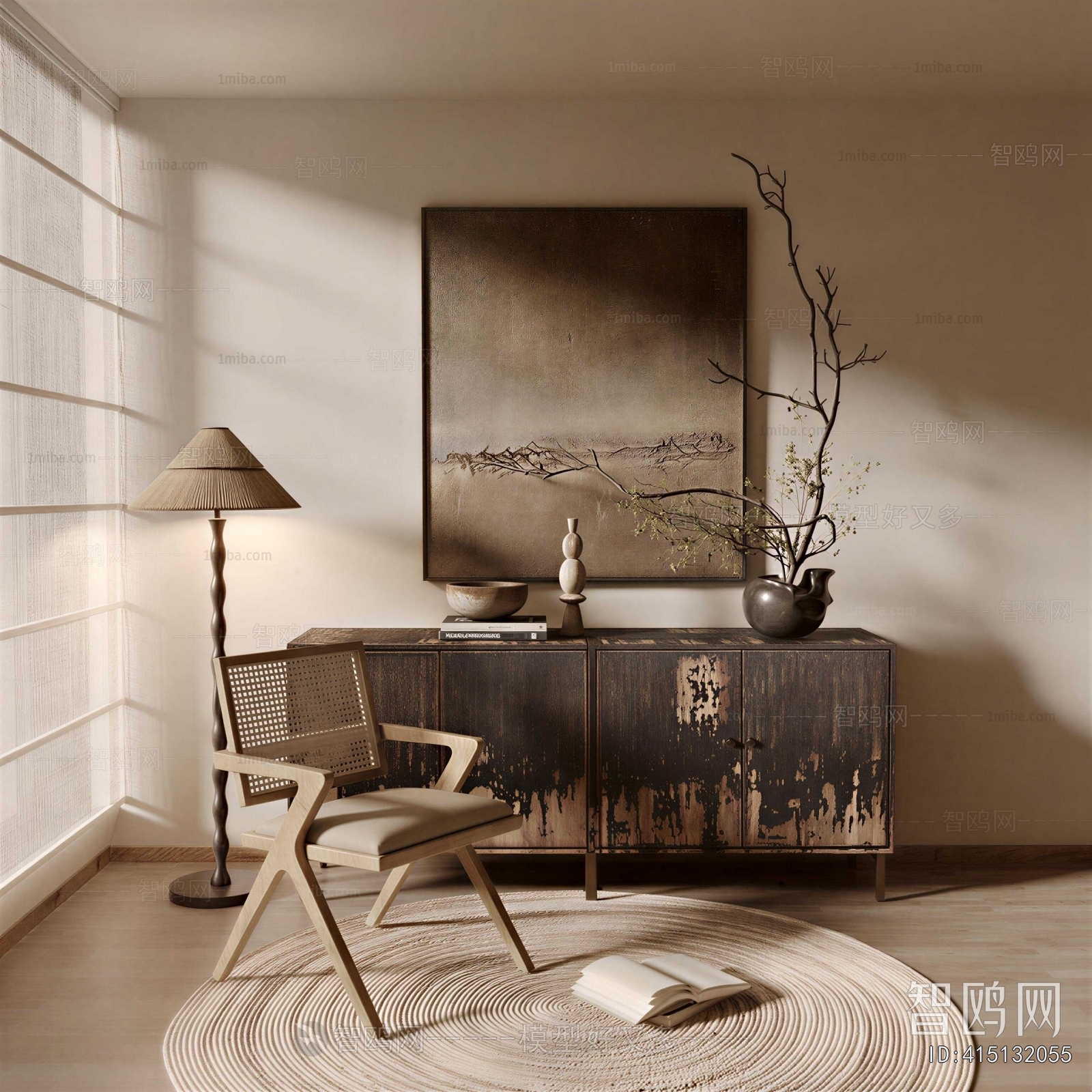 Wabi-sabi Style Side Cabinet