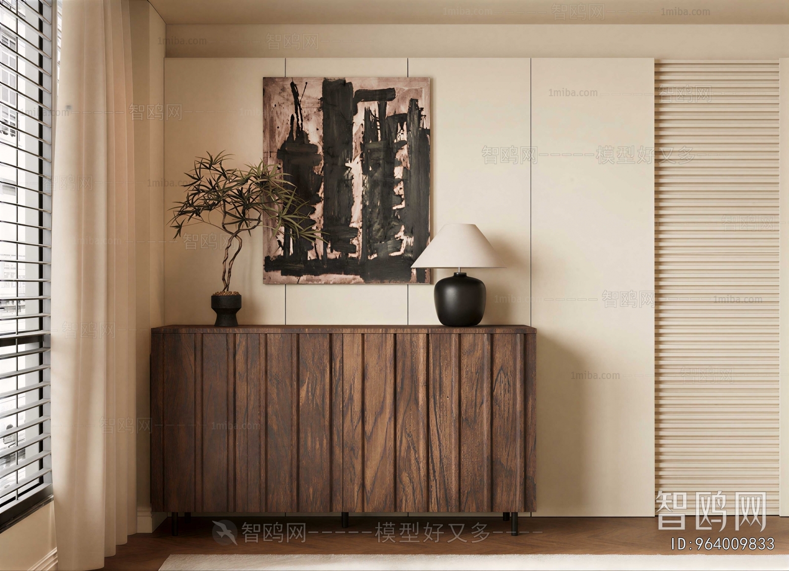 Wabi-sabi Style Side Cabinet