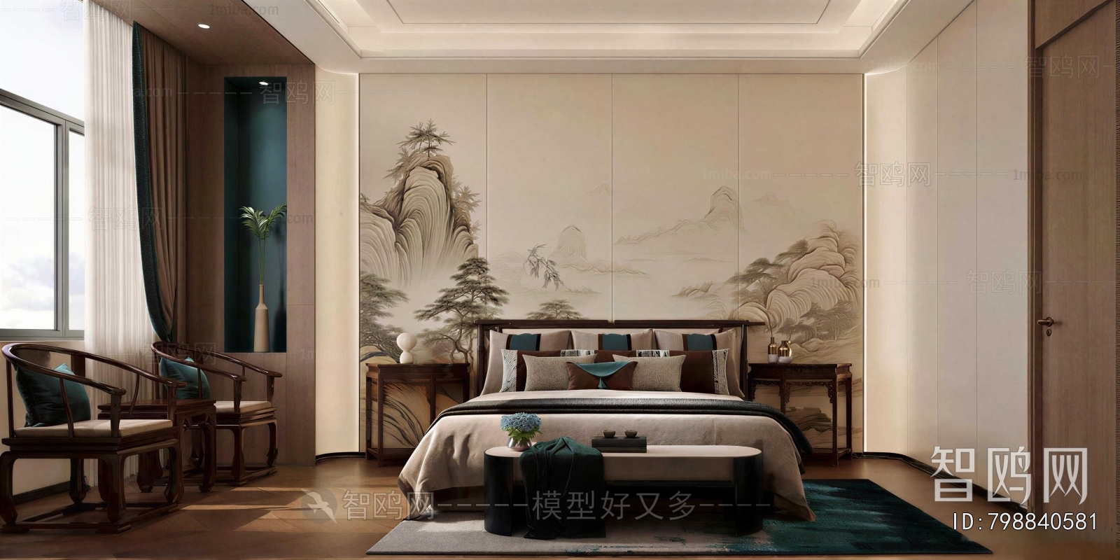 New Chinese Style Bedroom