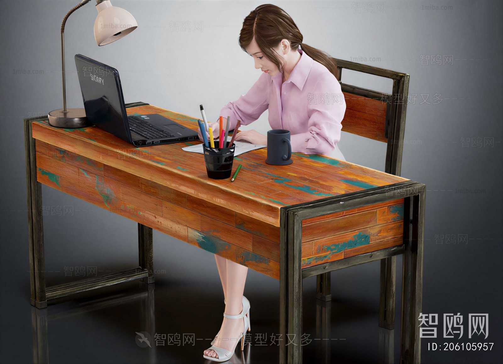 Industrial Style Computer Desk And Chair