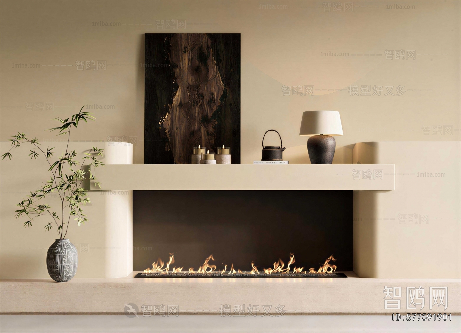 Wabi-sabi Style Fireplace