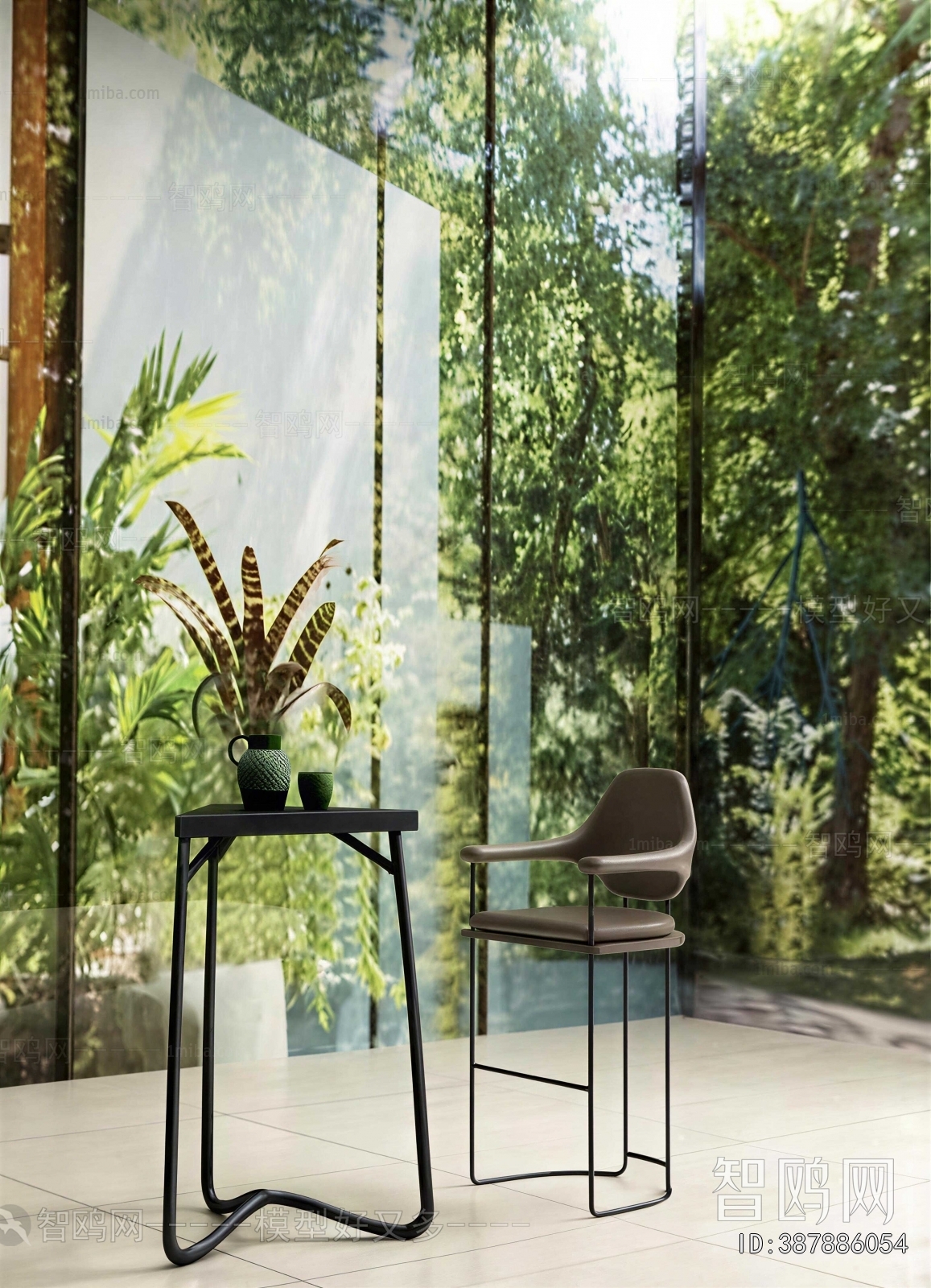 Modern Potted Green Plant