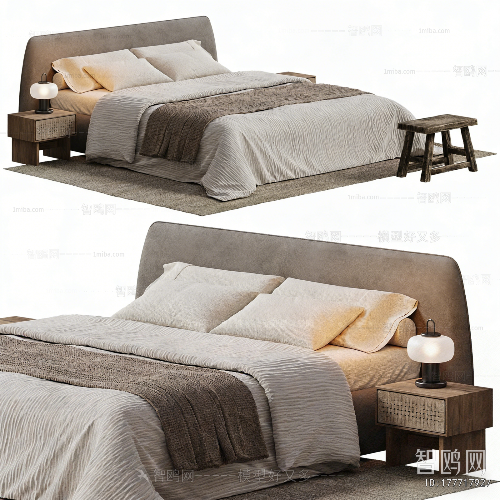 Wabi-sabi Style Double Bed