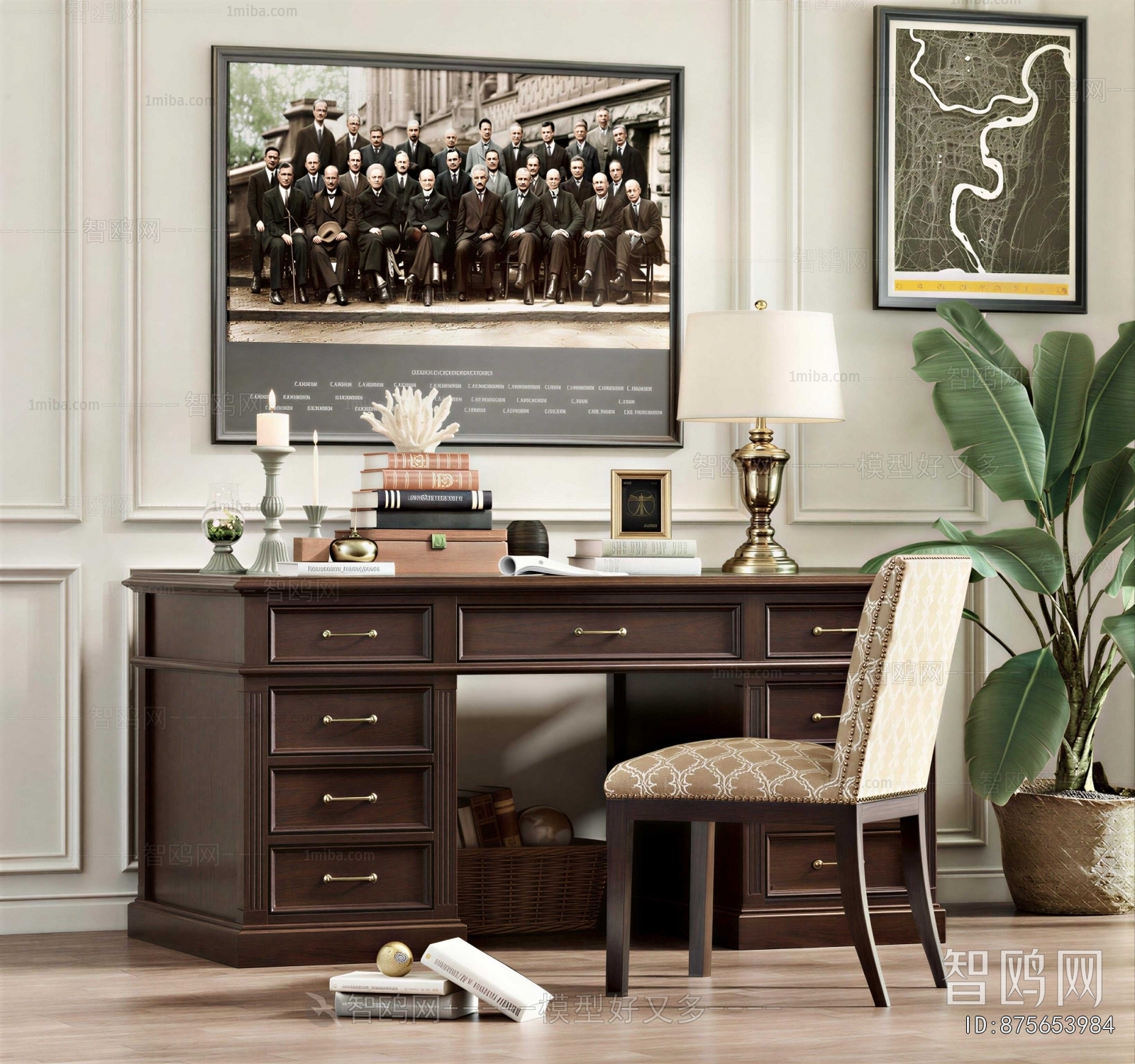 American Style Computer Desk And Chair
