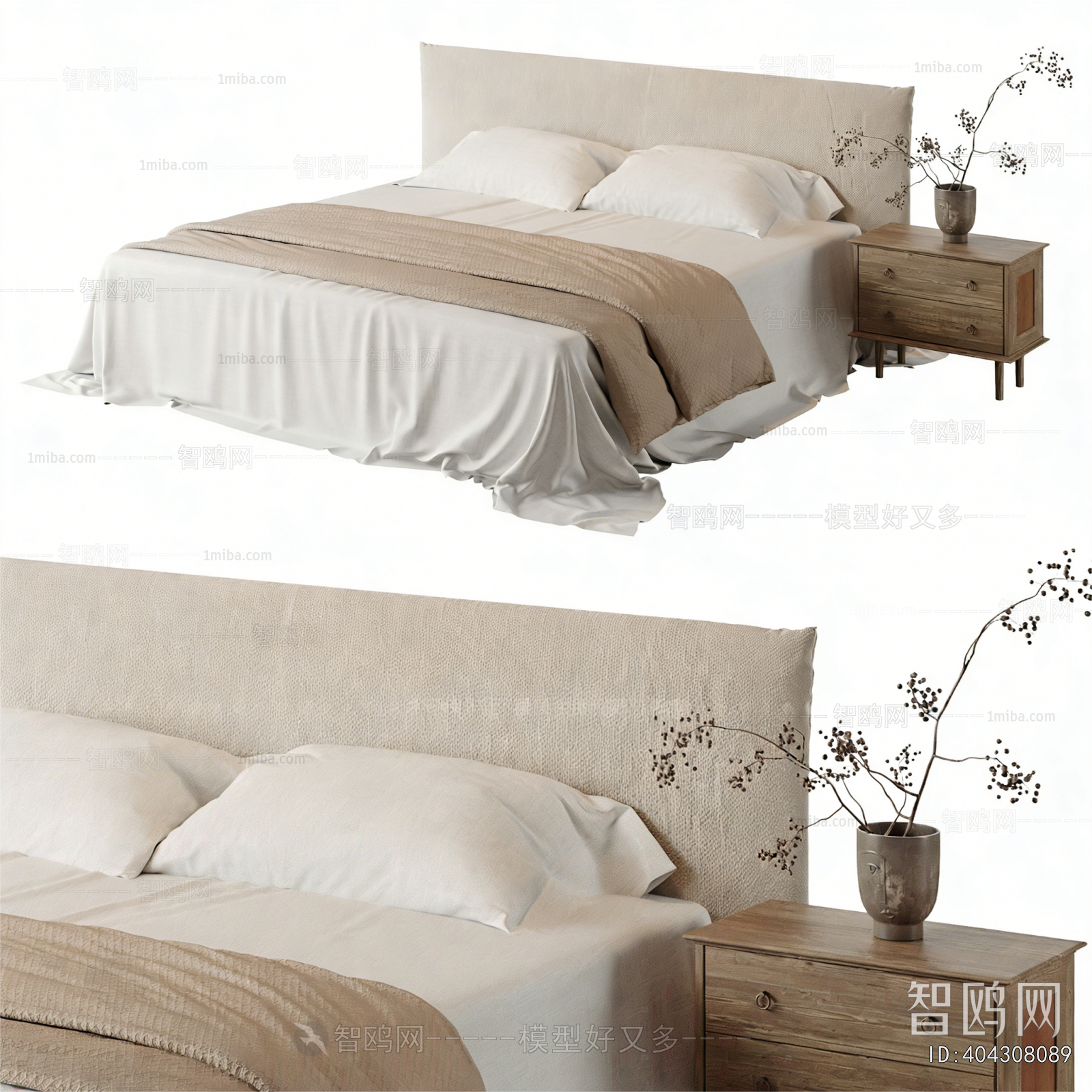 Wabi-sabi Style Double Bed