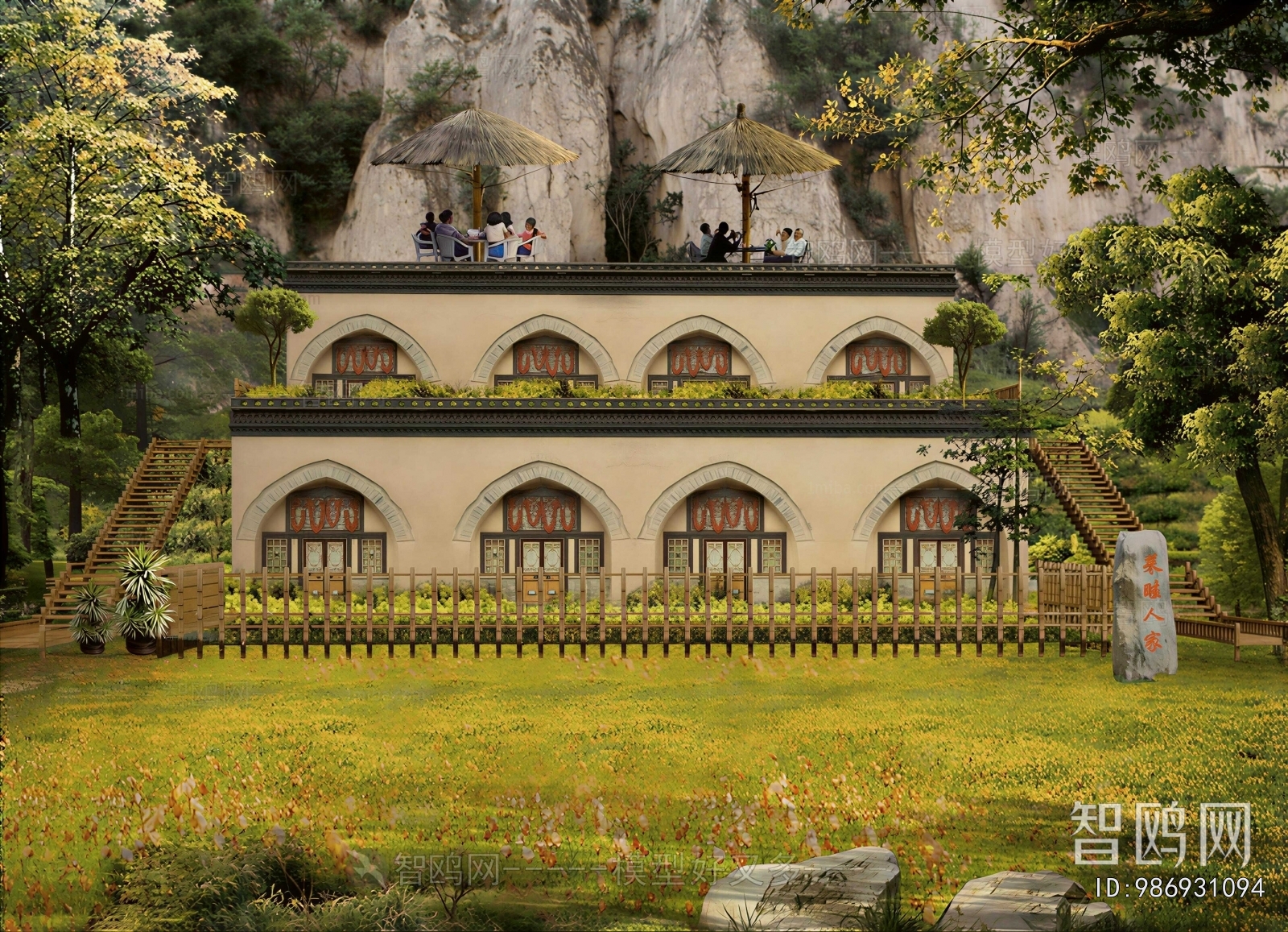 New Chinese Style Appearance Of Commercial Building
