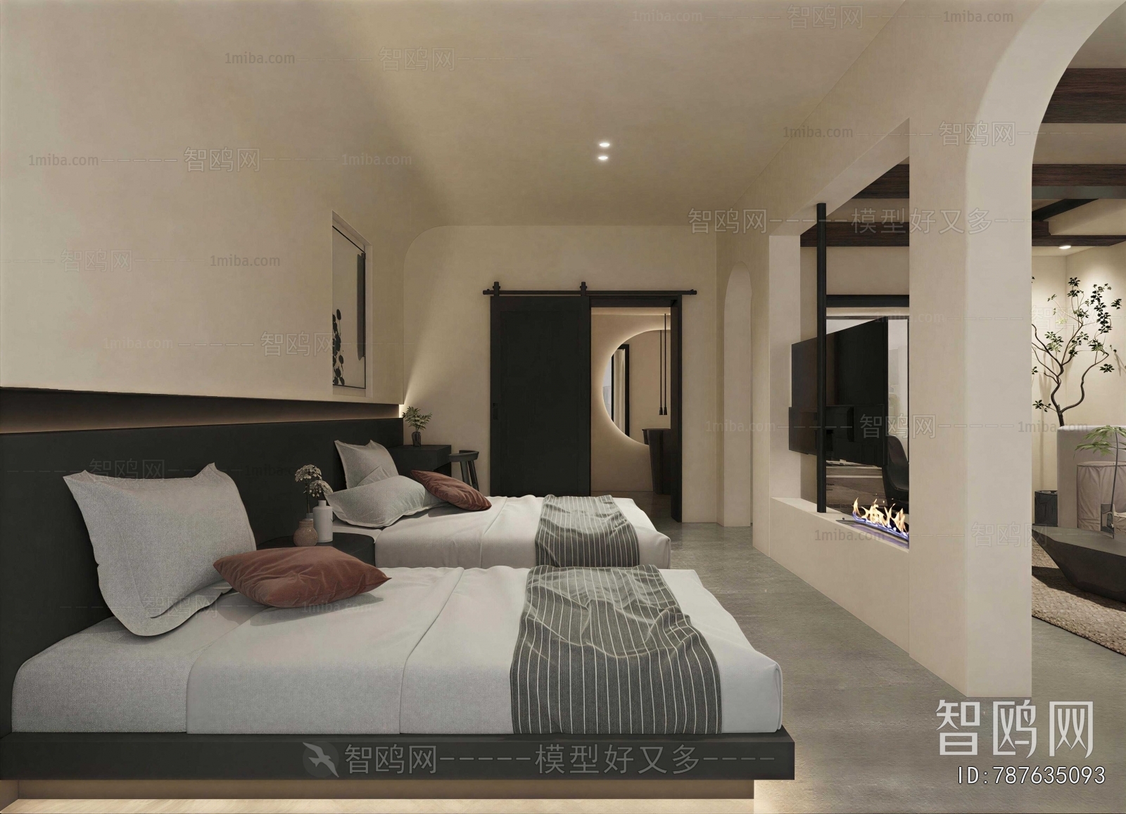 Wabi-sabi Style Guest Room