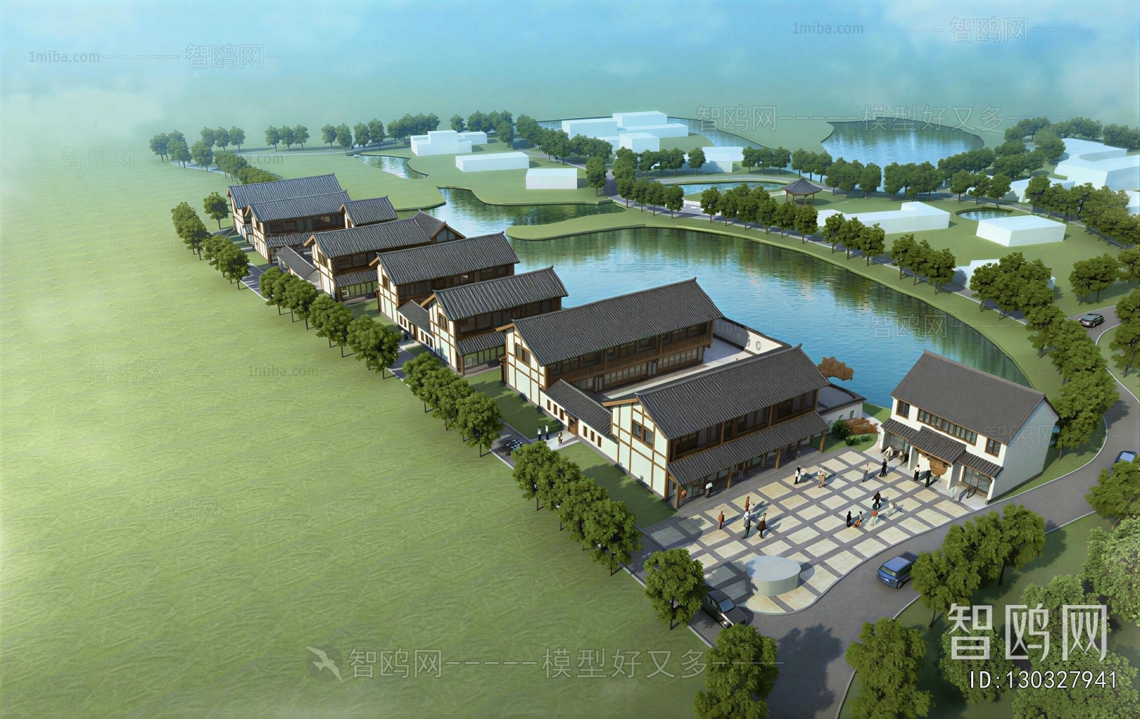 New Chinese Style Architectural Bird's-eye View Planning