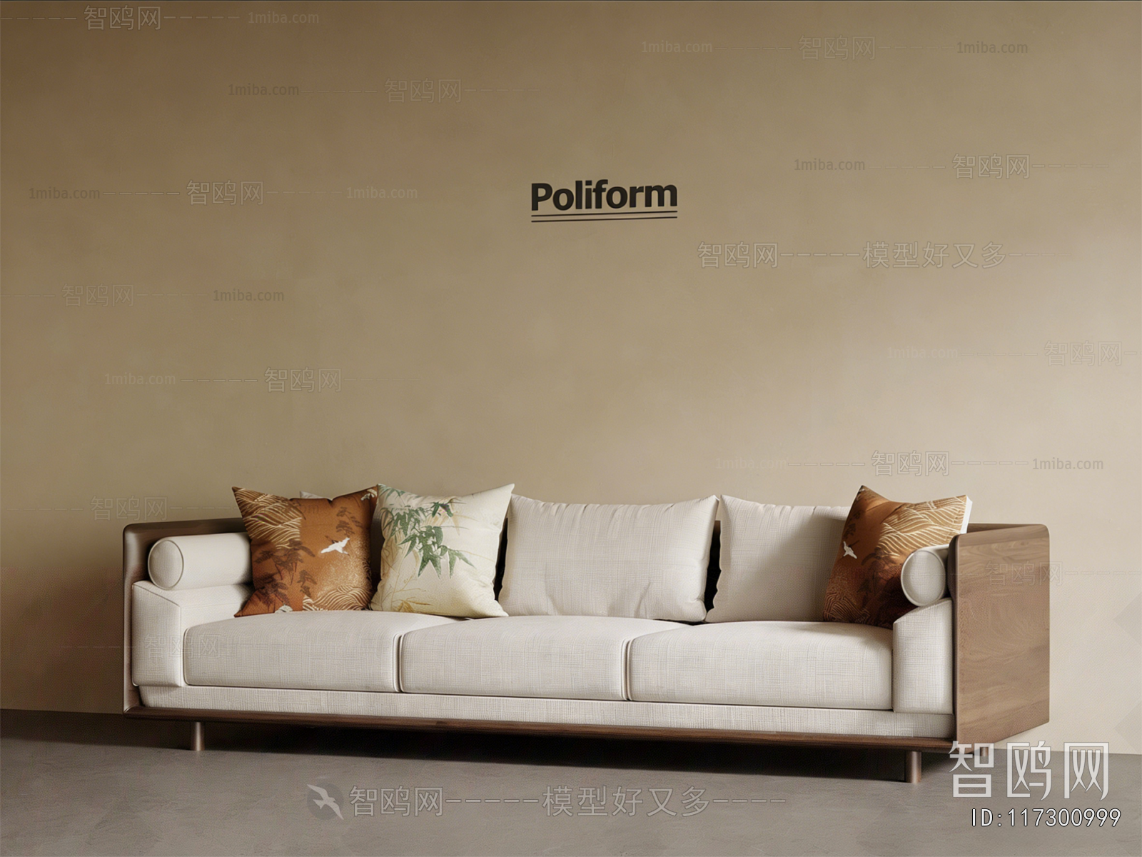 New Chinese Style Three-seat Sofa