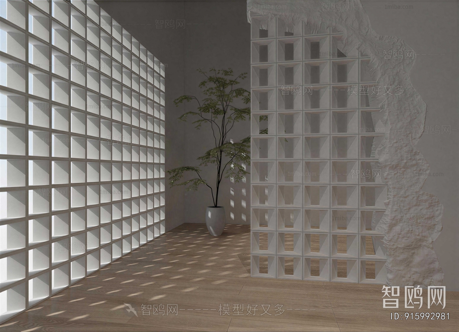 Industrial Style Cement Brick Screen Partition
