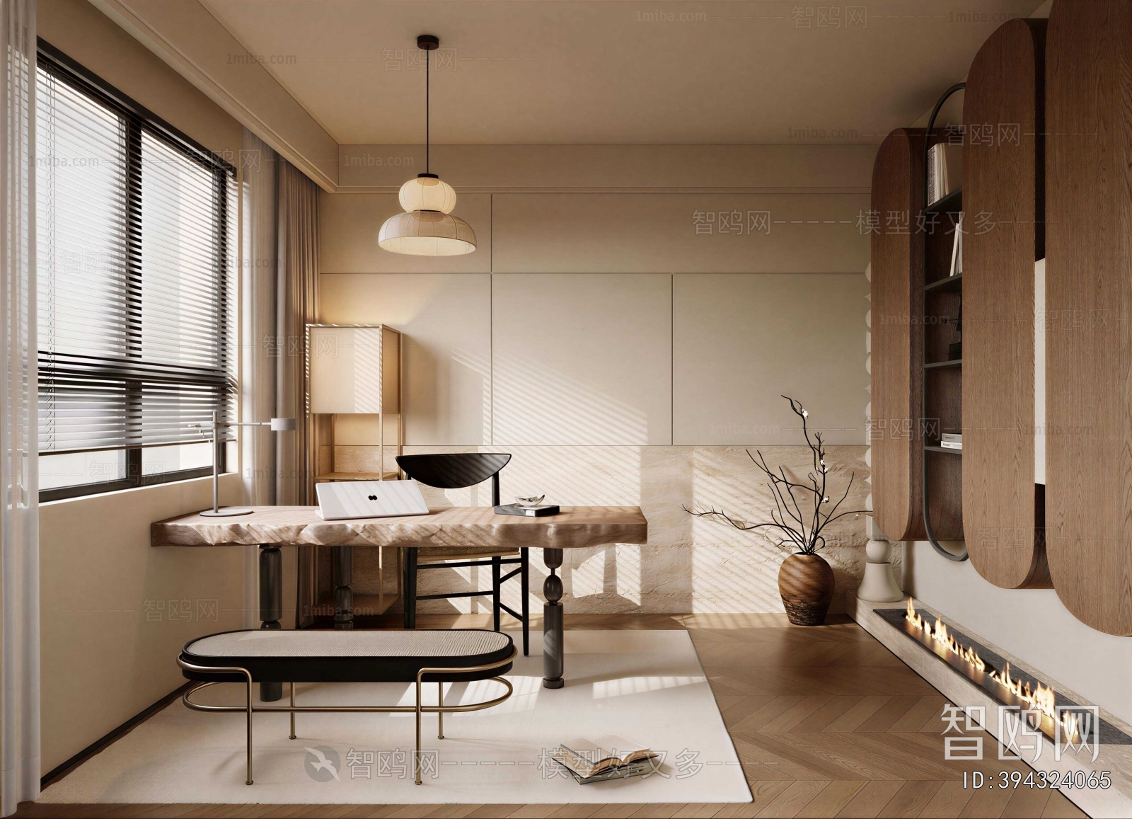 Wabi-sabi Style Study Space