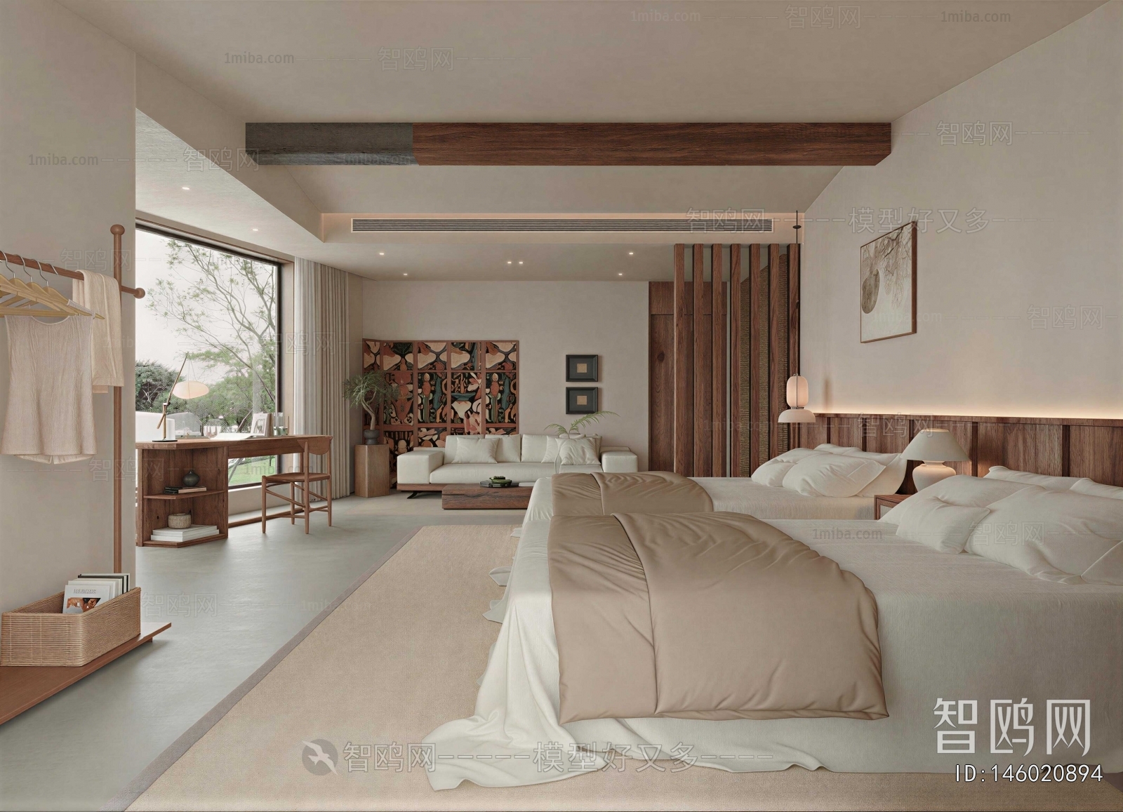 Wabi-sabi Style Guest Room