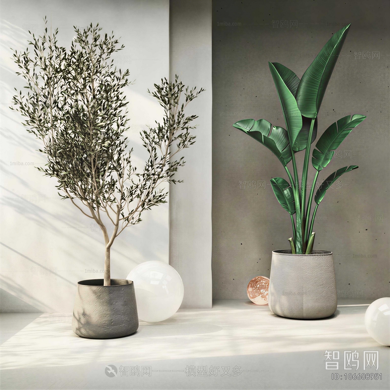 Modern Ground Green Plant Potted Plants