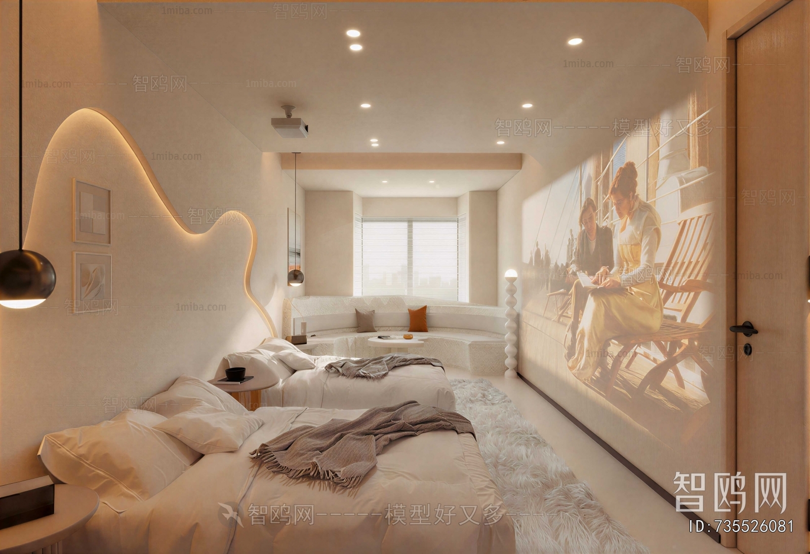 Wabi-sabi Style Guest Room