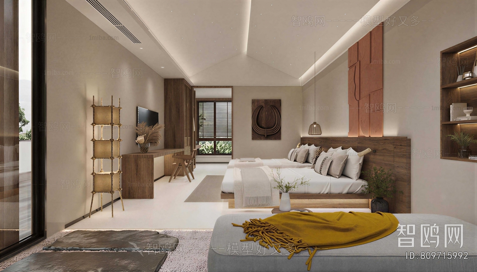 Wabi-sabi Style Guest Room