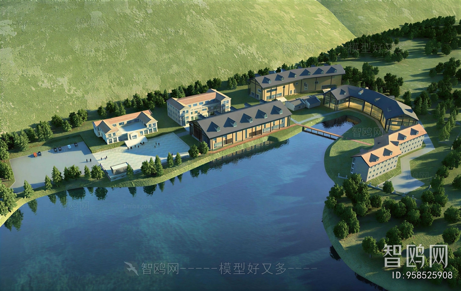 New Chinese Style Architectural Bird's-eye View Planning