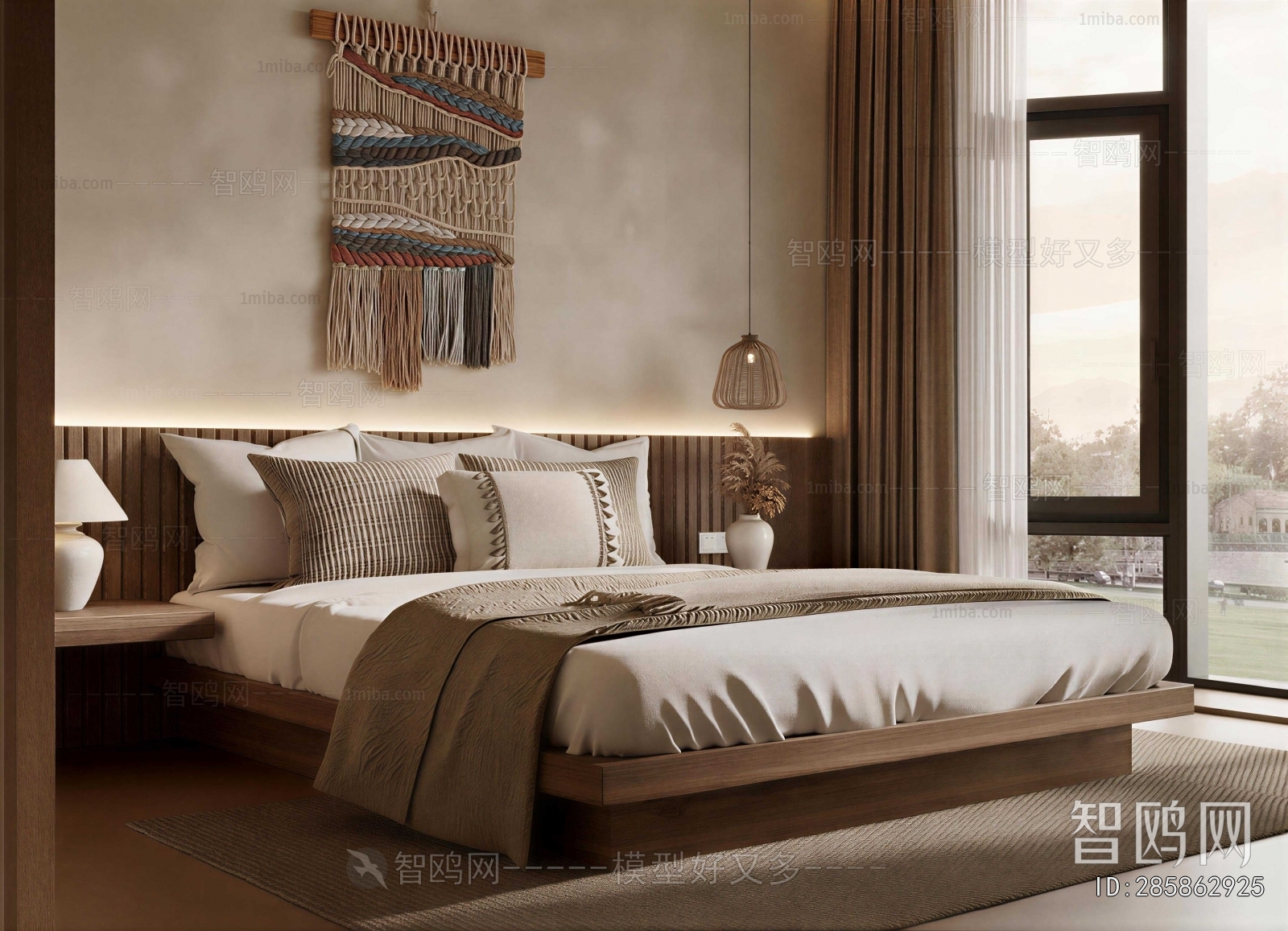 Wabi-sabi Style Double Bed