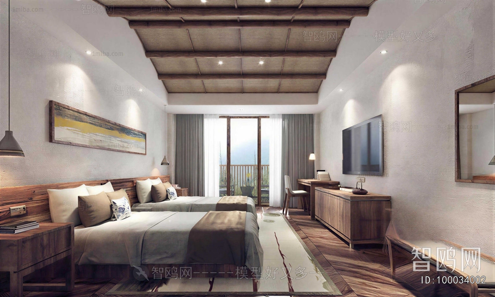 Wabi-sabi Style Guest Room