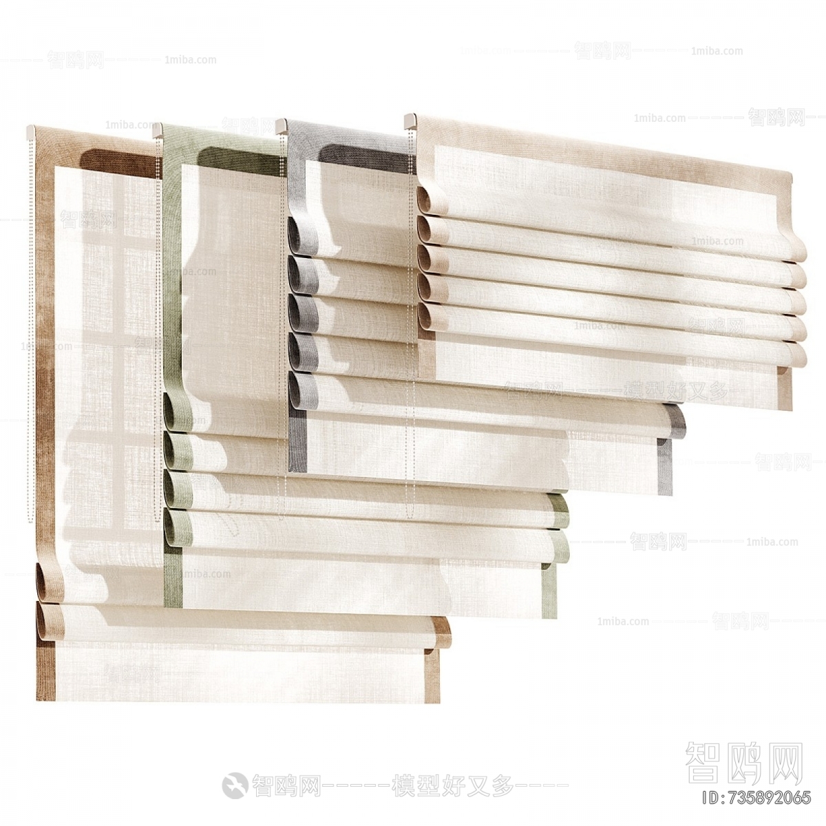 New Chinese Style Roman Curtain