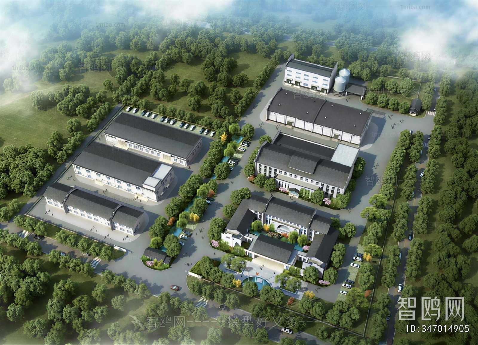 New Chinese Style Architectural Bird's-eye View Planning