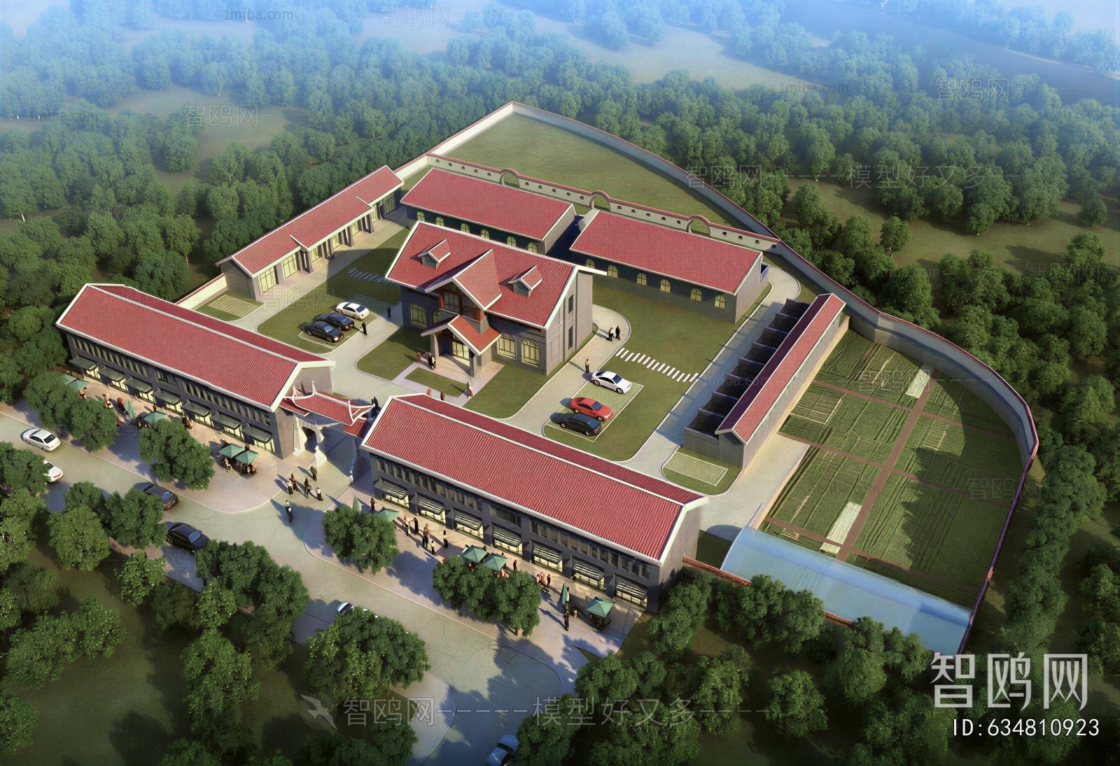 New Chinese Style Architectural Bird's-eye View Planning