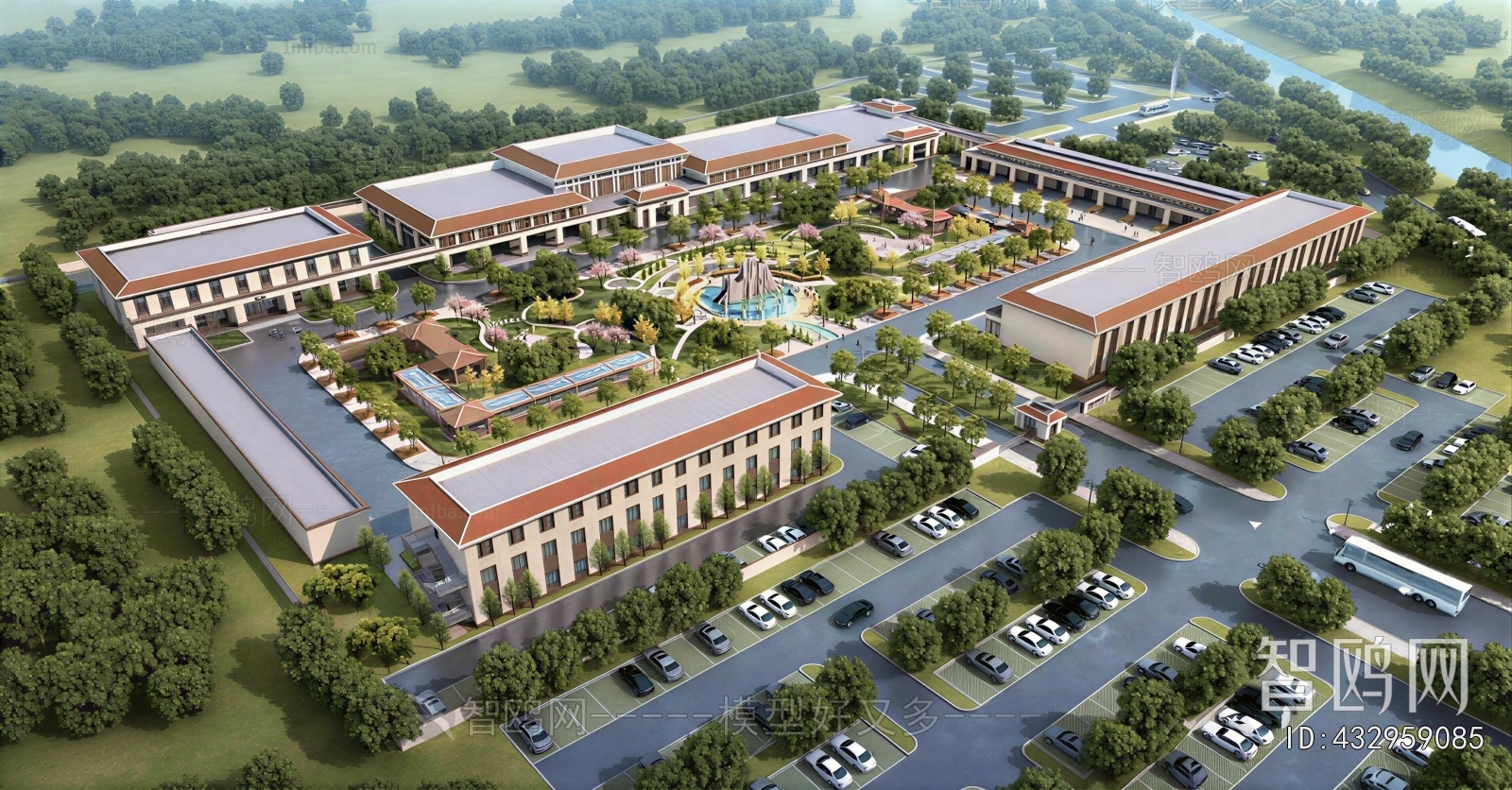 New Chinese Style Architectural Bird's-eye View Planning