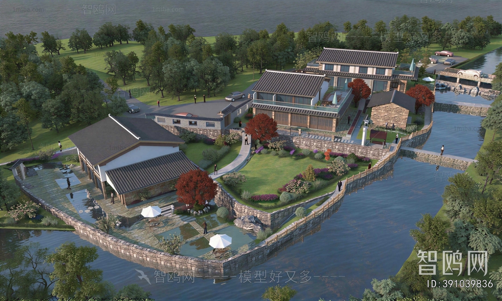 New Chinese Style Architectural Bird's-eye View Planning