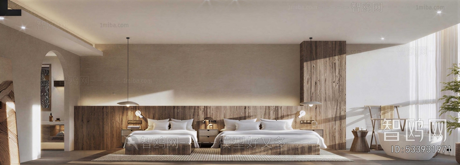 Wabi-sabi Style Guest Room