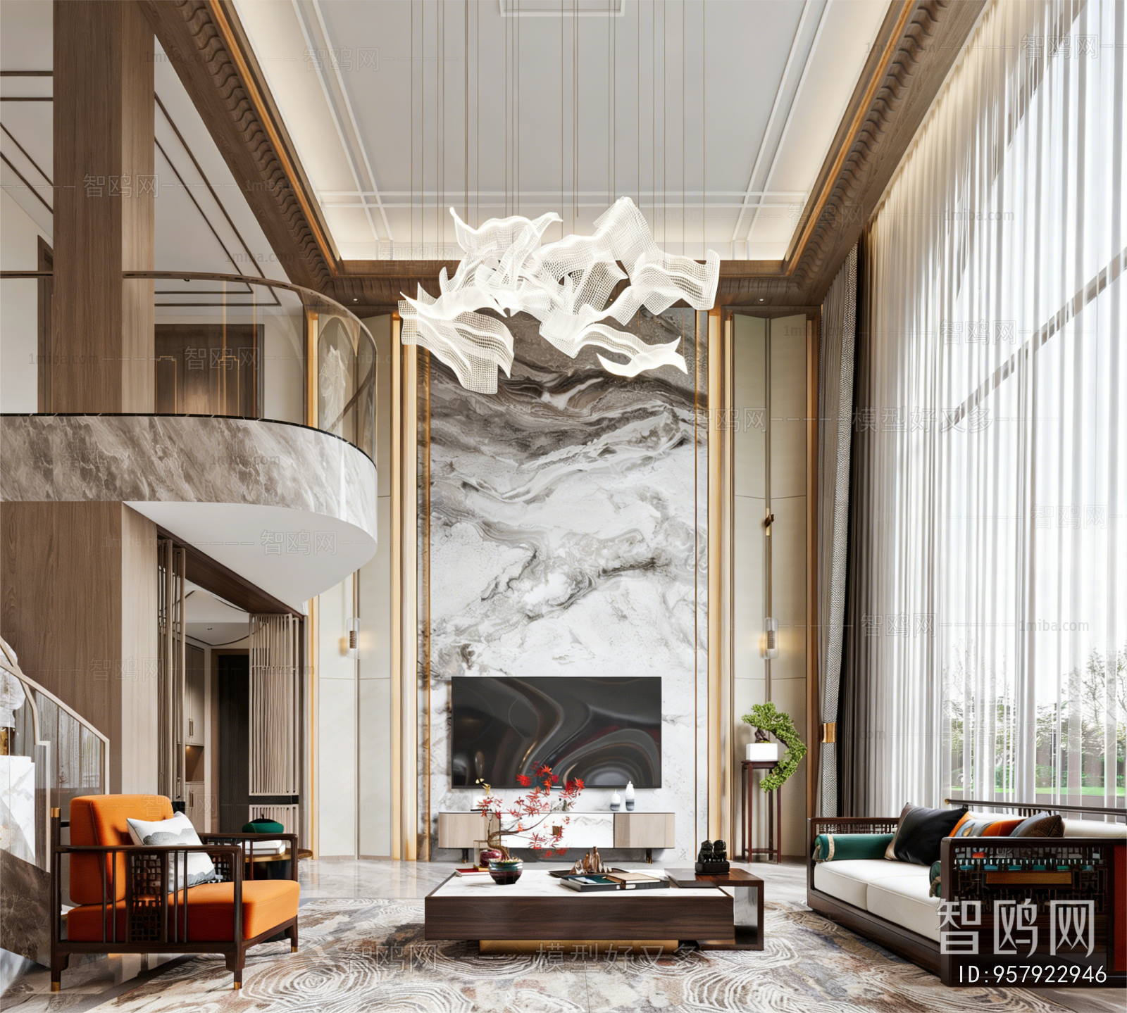 New Chinese Style A Living Room