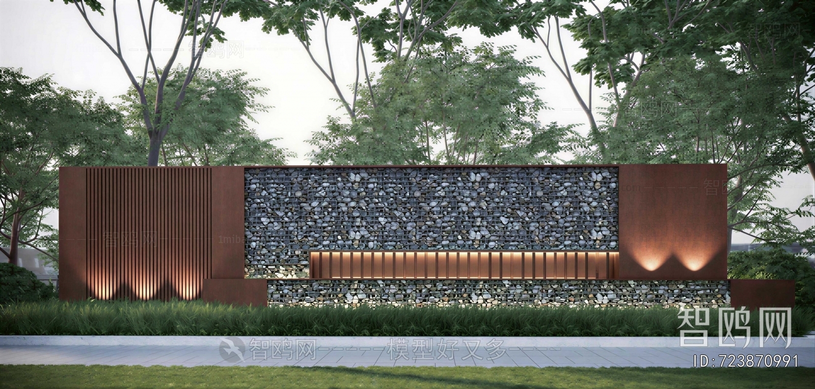 Industrial Style Landscape Wall