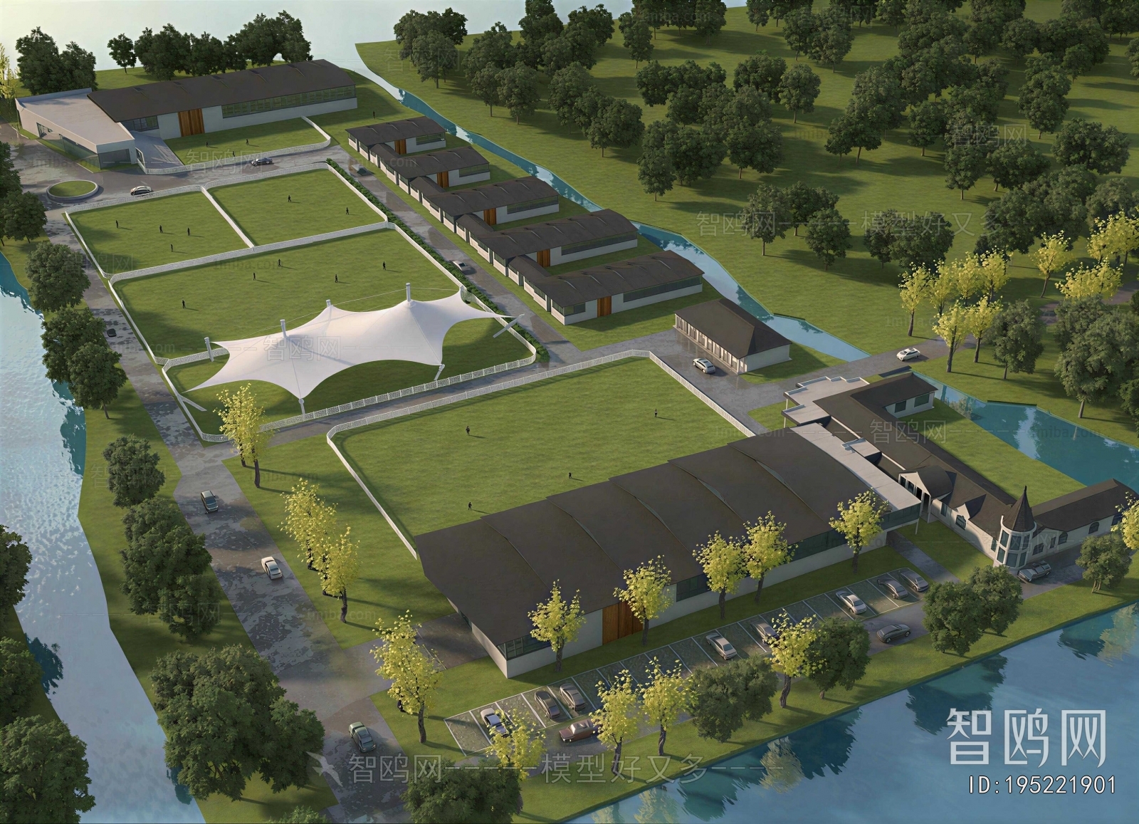 New Chinese Style Architectural Bird's-eye View Planning