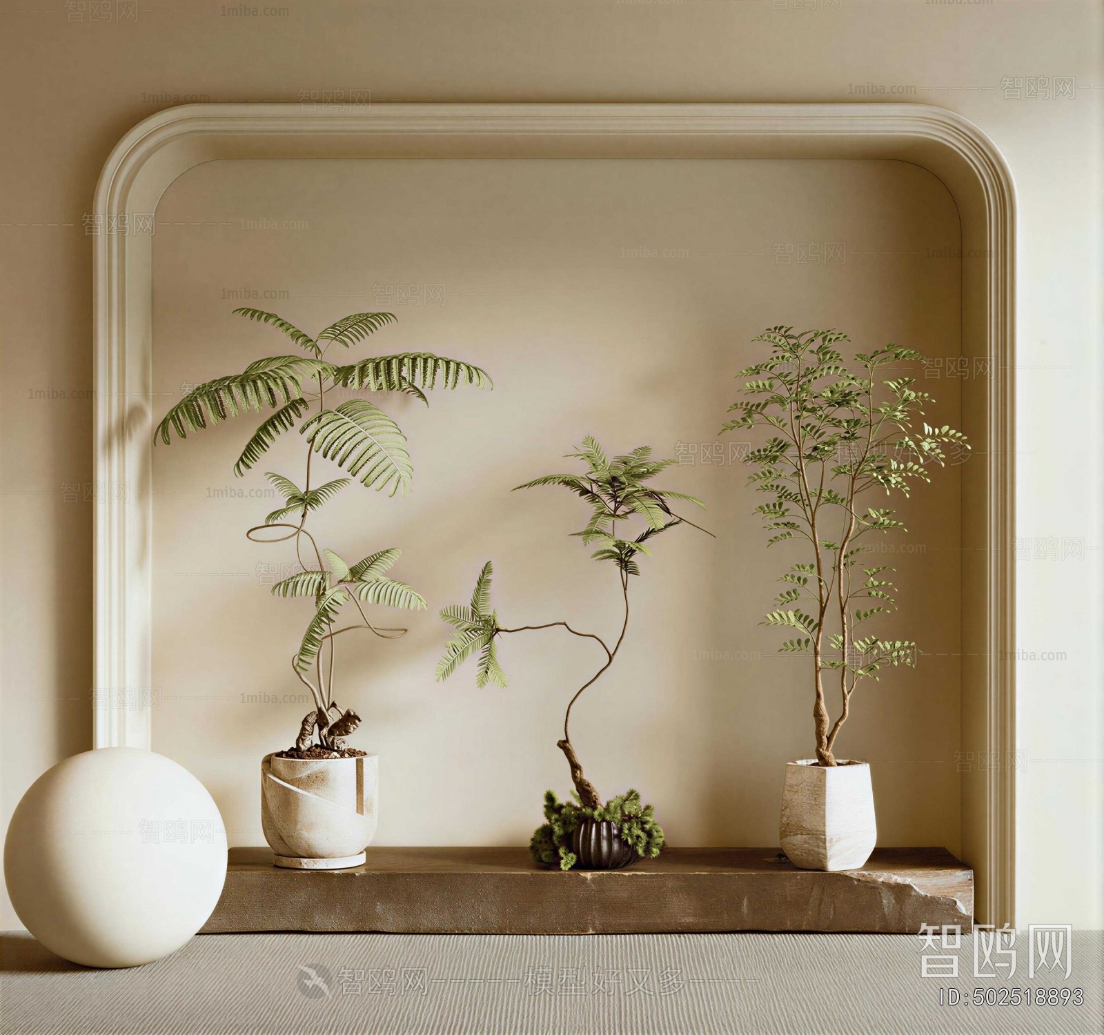 Modern Ground Green Plant Potted Plants
