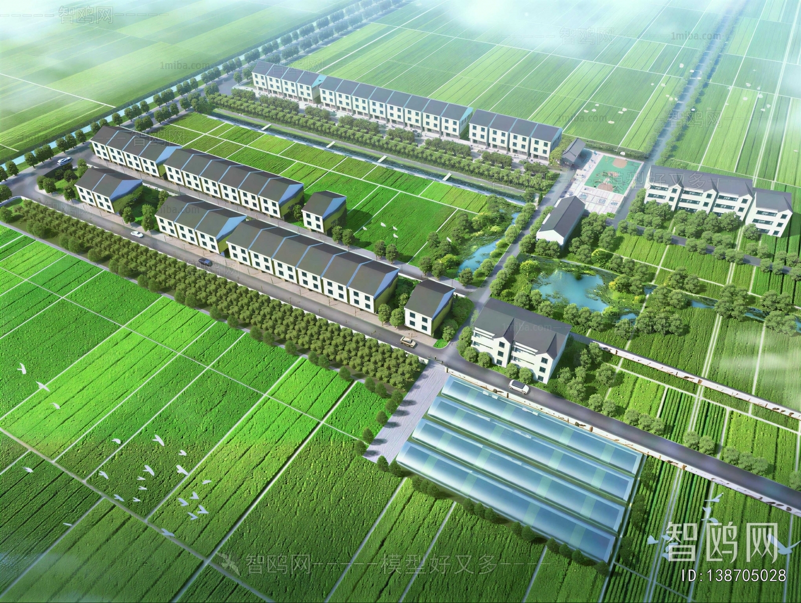 New Chinese Style Architectural Bird's-eye View Planning