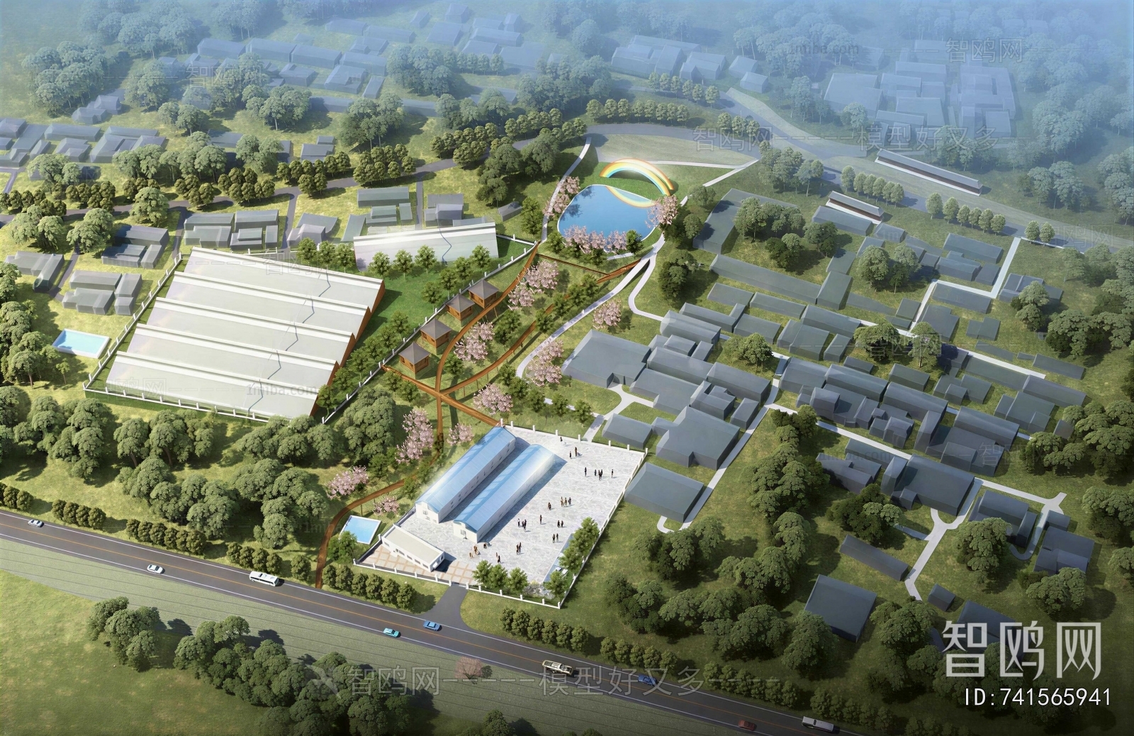 New Chinese Style Architectural Bird's-eye View Planning