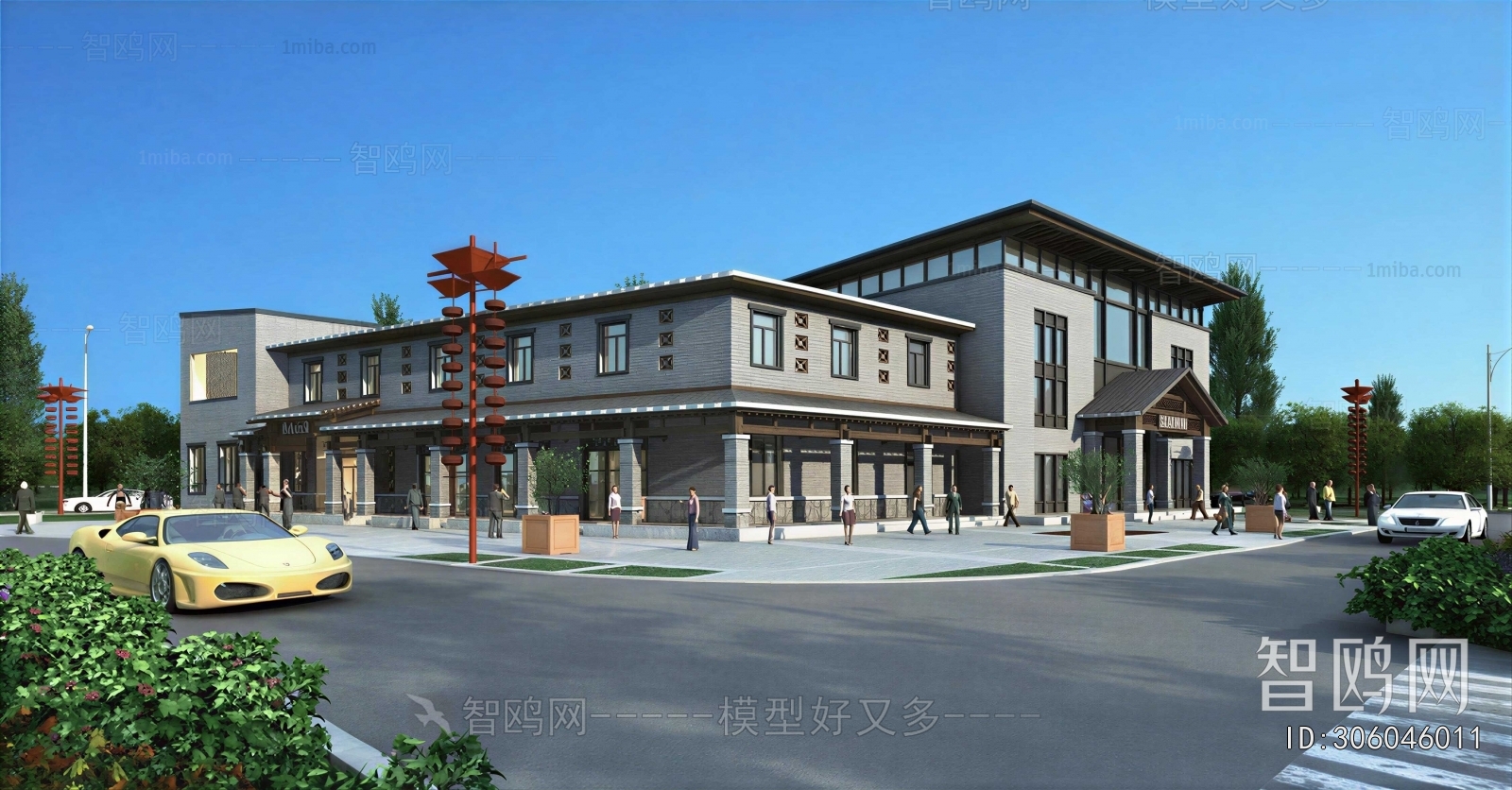 New Chinese Style Appearance Of Commercial Building