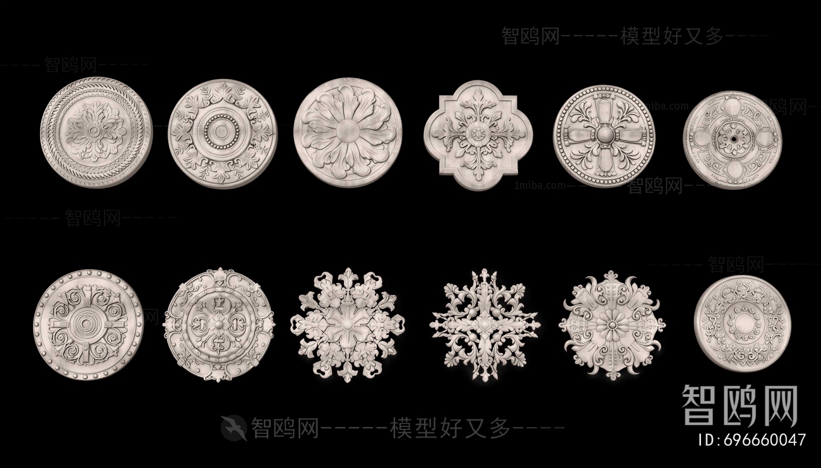 European Style Plaster Carved Top Plate