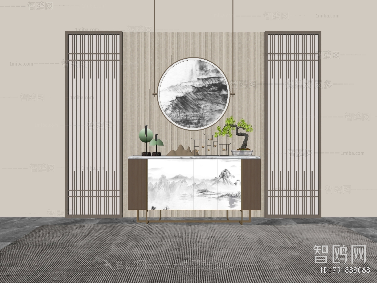 New Chinese Style Entrance Cabinet
