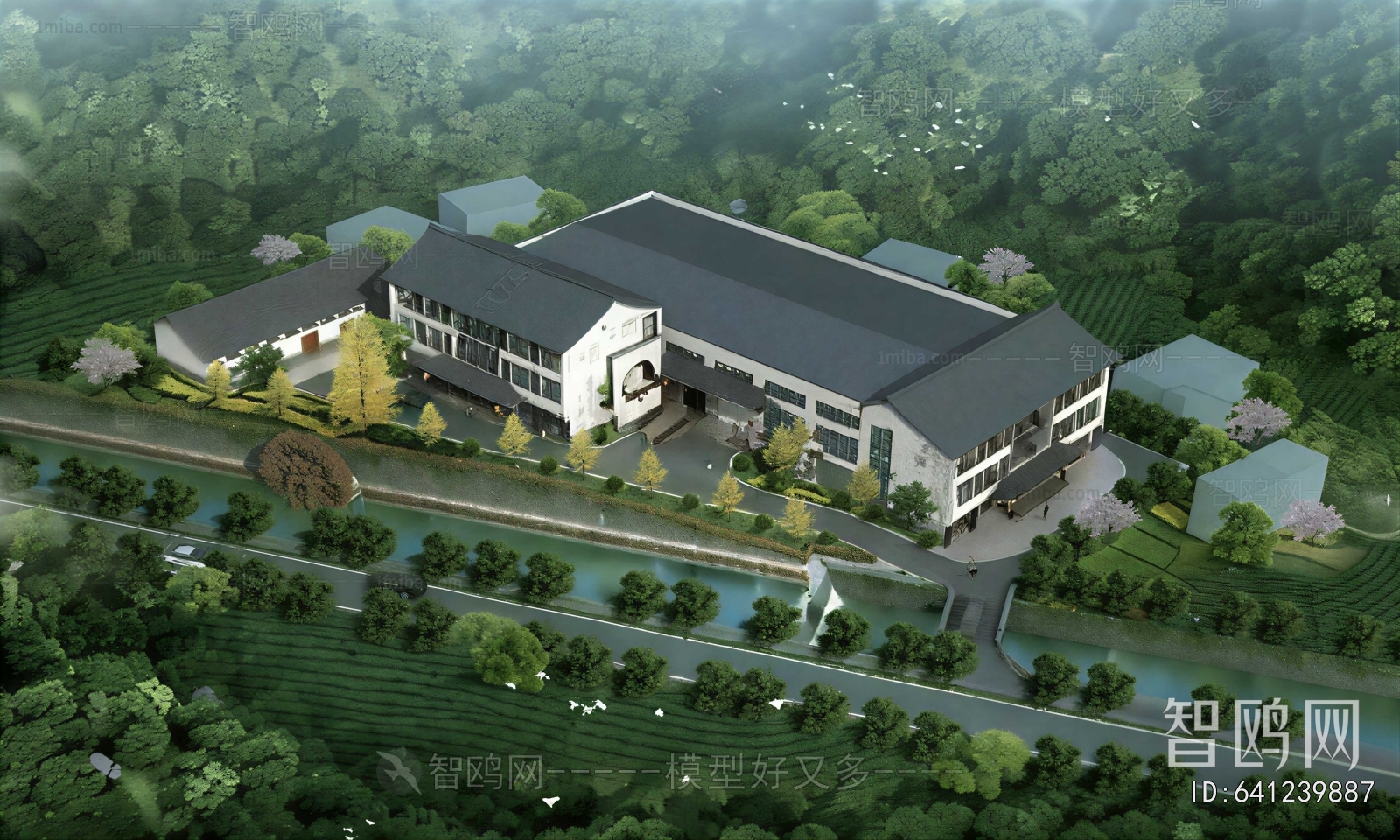 New Chinese Style Architectural Bird's-eye View Planning