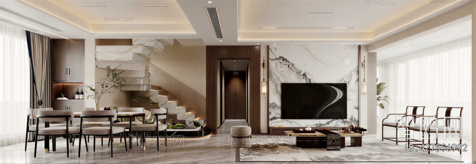 New Chinese Style A Living Room
