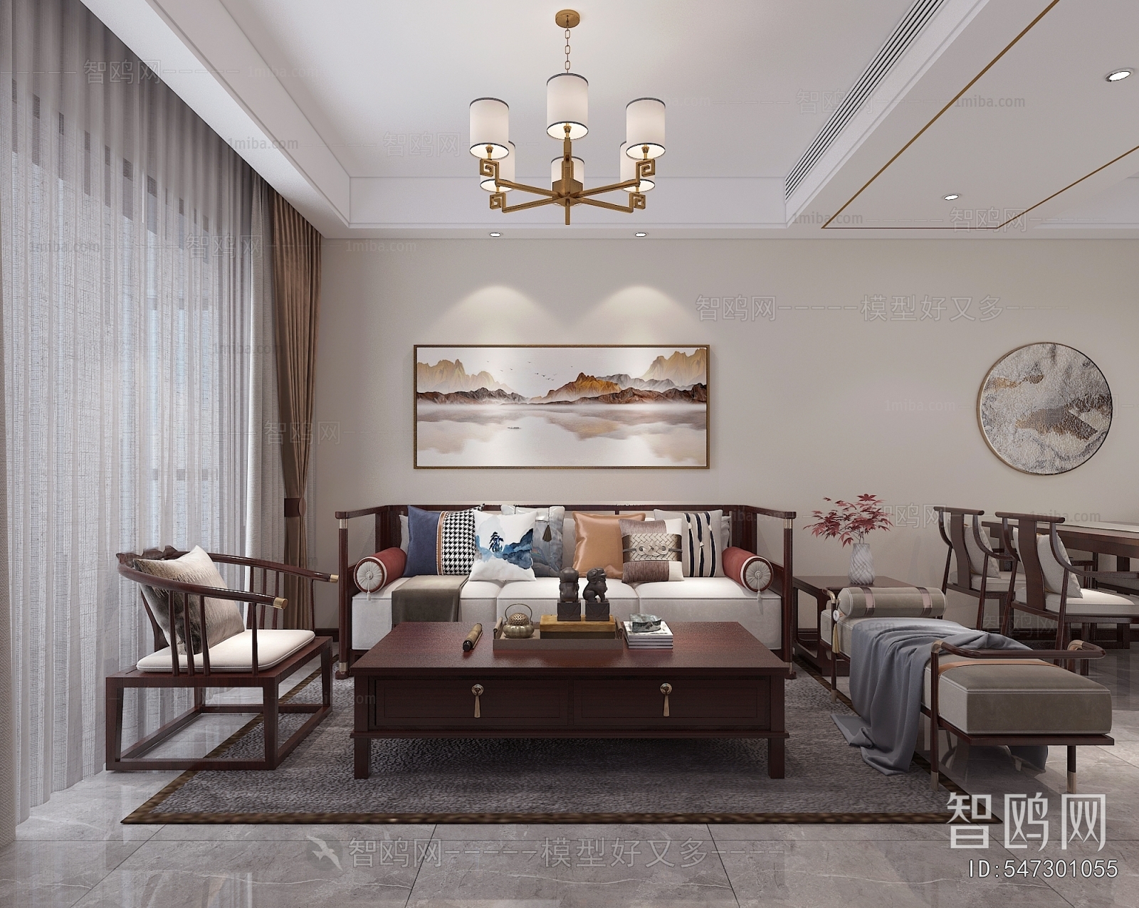 New Chinese Style A Living Room