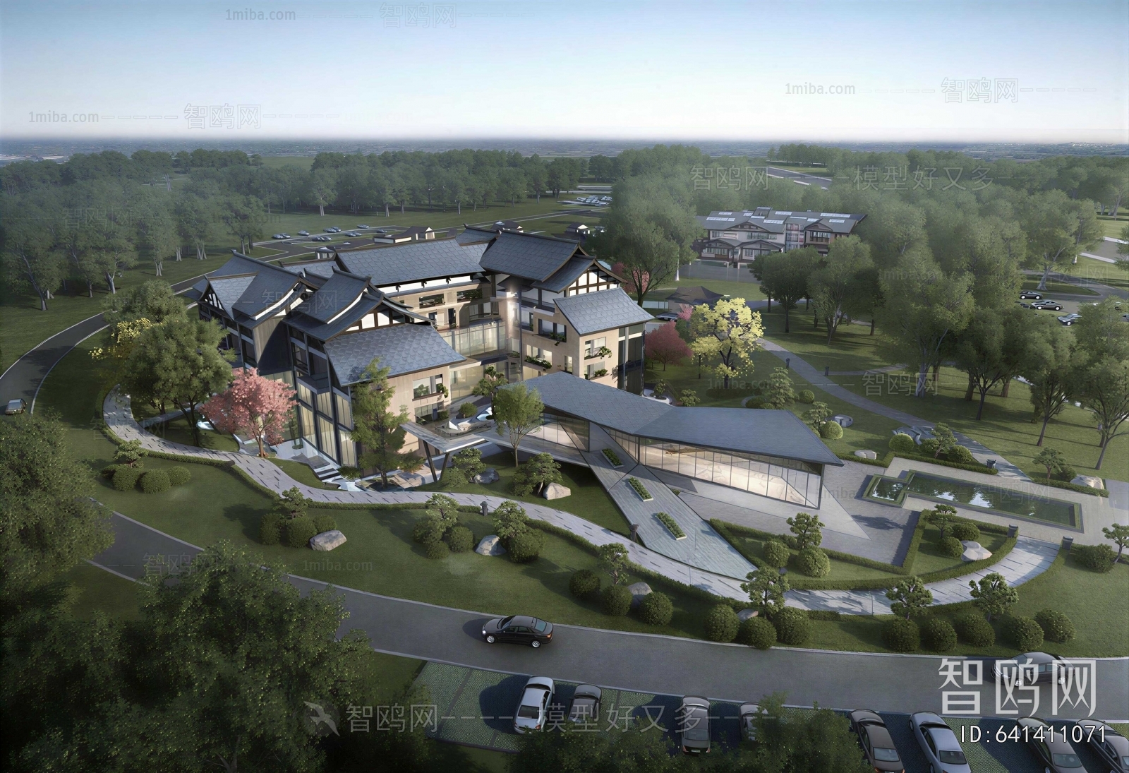 New Chinese Style Architectural Bird's-eye View Planning