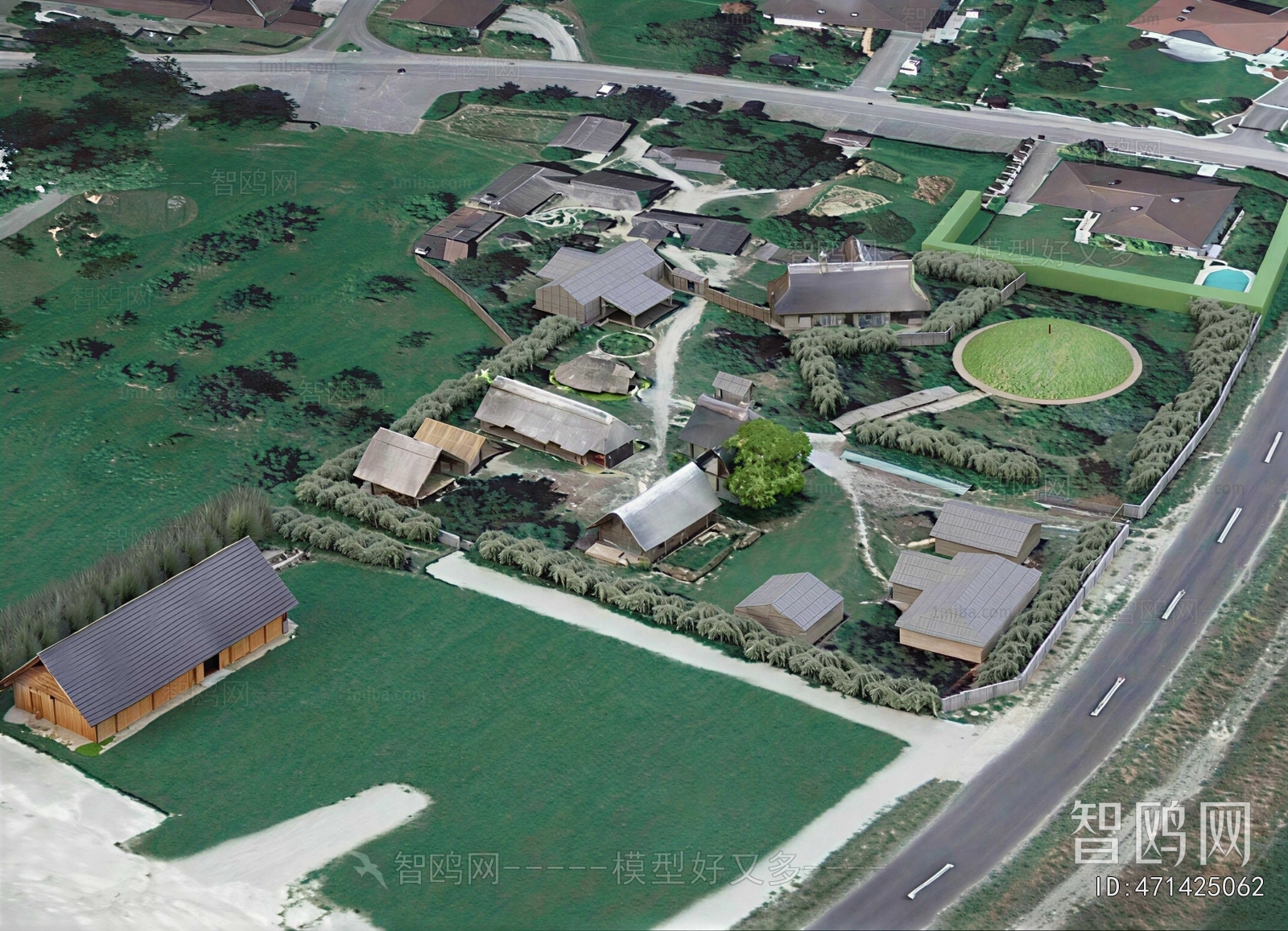 New Chinese Style Architectural Bird's-eye View Planning