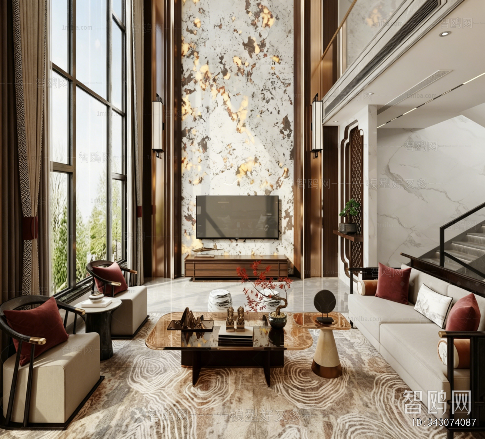 New Chinese Style A Living Room