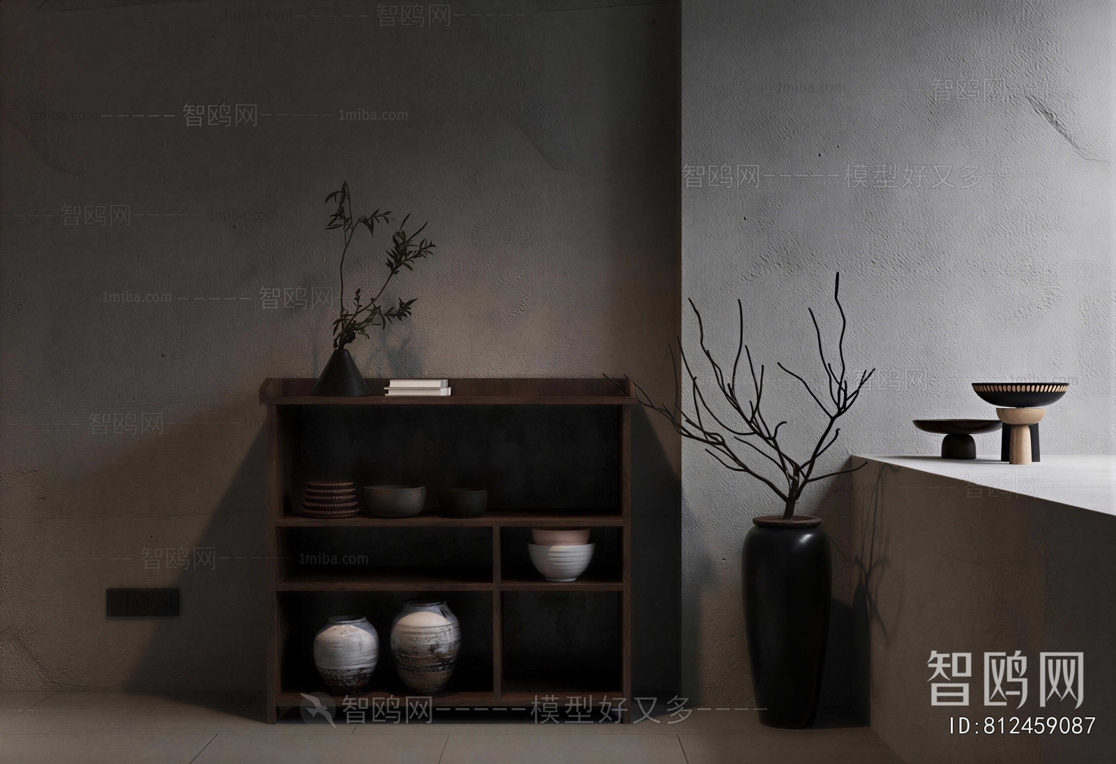 Wabi-sabi Style Side Cabinet