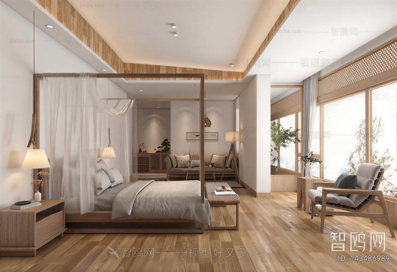 Wabi-sabi Style Guest Room